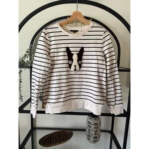 Banana Republic Boston Terrier Sweatshirt Medium Striped French Terry Dog